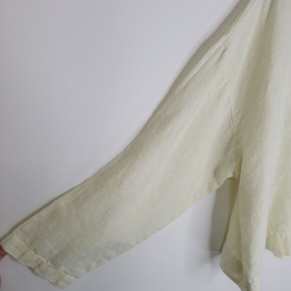 BRYN WALKER Ivory Linen Button-Back Cardigan Size M Lagenlook Boxy Off White - Picture 7 of 13